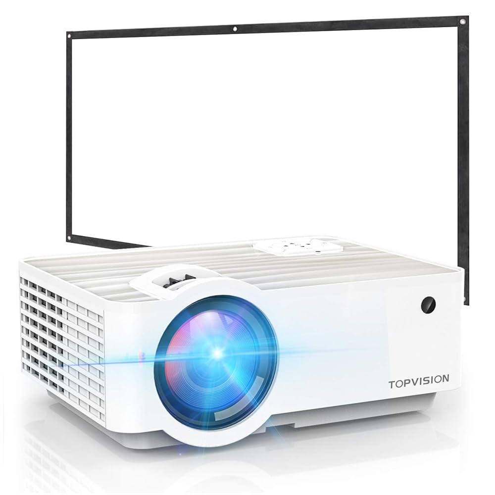 TOPVISION LED Projector 本体 TOPVISION Projetor, mini projetor portátil 7500L com tela de